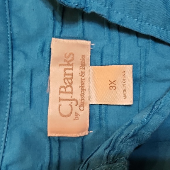 CJ BANKS SIZE 3X  beautiful blue cotton/poly/spandex textured lightweight jacket - Picture 3 of 8